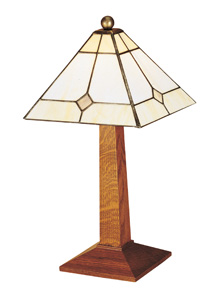 030 Small Lamp w/Square Art Glass Shade