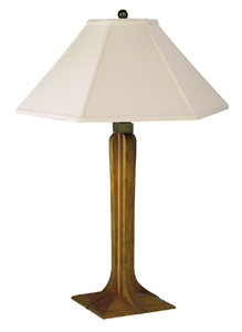 032-Stickley-Corbel-Base-Lamp-with-Linen-Shade