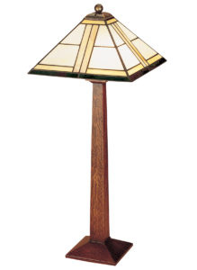 033 Square Base Table Lamp w/Square Art Glass Shade
