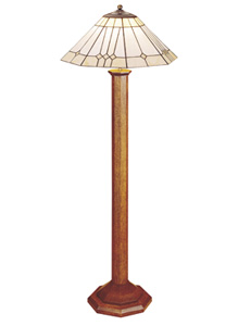 037 Octagonal Base Floor Lamp w/Art Glass