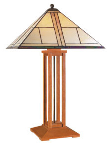041 Table Lamp w/Square Art Glass Shade