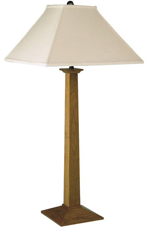 Stickley square base table lamp with linen