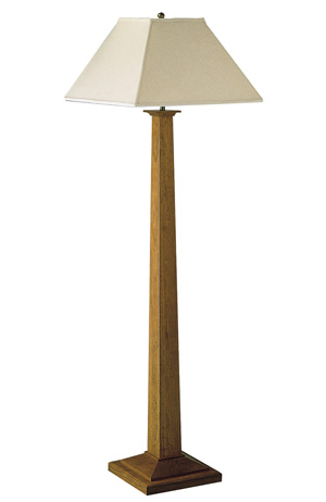 Stickley square base floor lamp with linen shade