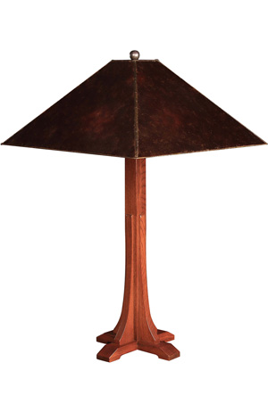 Stickley cross base table lamp with mica shade