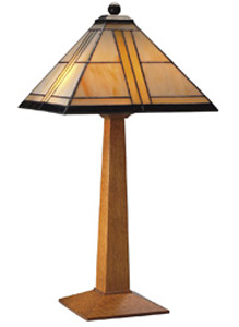 043 Table Lamp w/Square Art Glass Shade