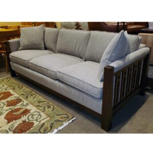 wood and fabric sofa