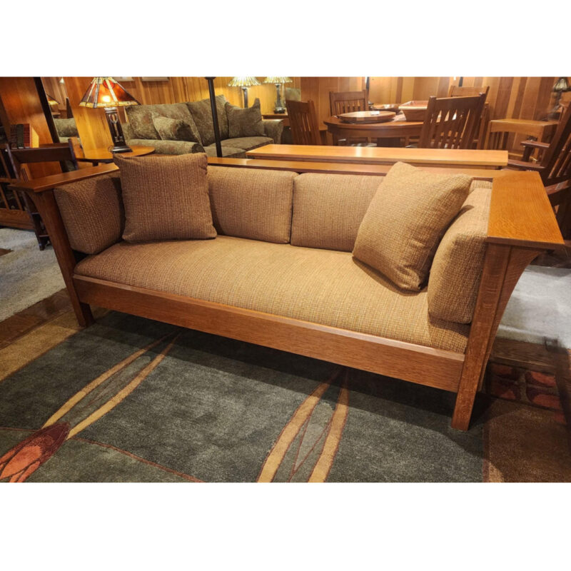fabric wood arm sofa