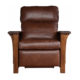 Wood Arm Brown Leather Reclienr