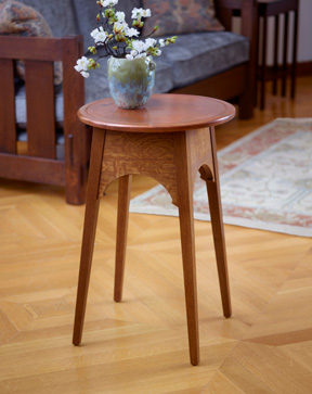 wood table with copper top