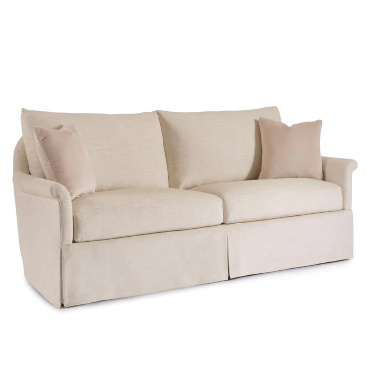 upholstered skirted sofa