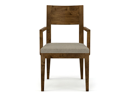 upholstered dining arm chair with wood back