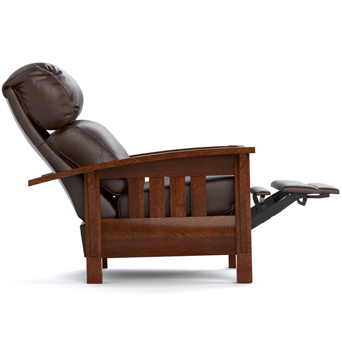 open brown leather recliner