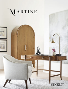 Catalog Cover featuring occasional fabric chair, desk, and armoire