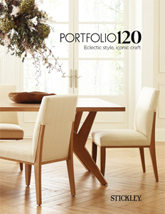 Portfolio Catalog Cover showing a dining table and fabric chairs