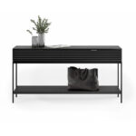 black console table with shelf