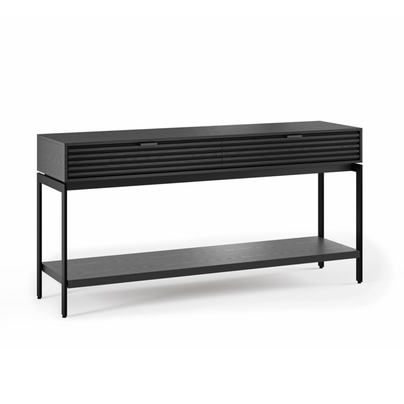black wooden console with drawers