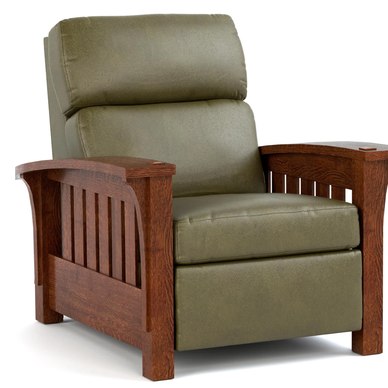 Bow Arm Morris Recliner with Mission style bow arms and slatted sides